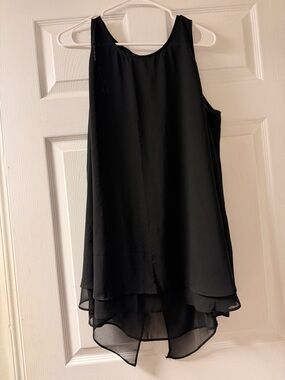 Lane Bryant Black Layered Chiffon Tank Top